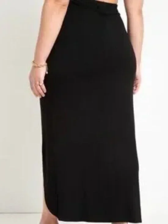 NWT Eloquii Ruched Black Slit Skirt sz 18 - Picture 3 of 5